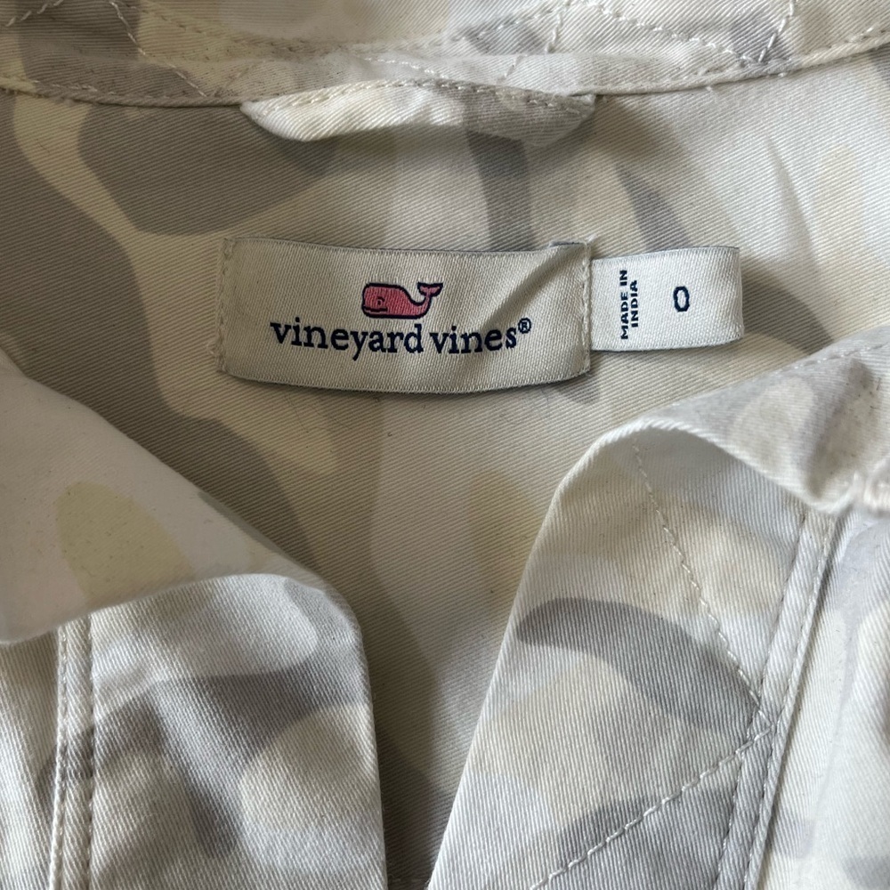 Vineyard Vines Margo Shirtdress Camo Cotton Gray Beige Size 0 - Picture 5 of 8